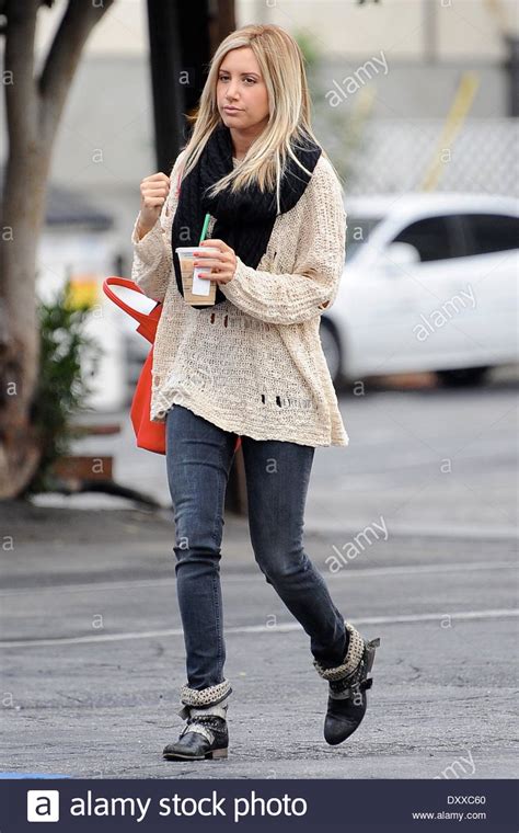 Actress Ashley Tisdale Out For A Coffee Run At Starbucks On A Rainy Day