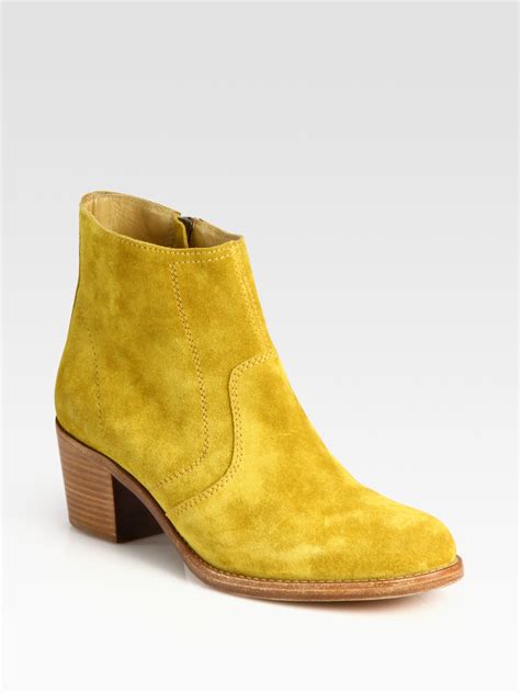 Lyst Apc Classic Suede Ankle Boots In Yellow