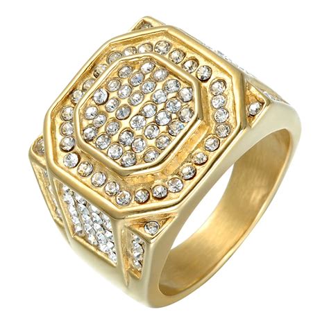 Hip Hop Full Cubic Zirconia Rings Iced Out High Quality Micro Pave Cz