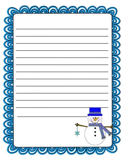 Literacy Minute Snowman Writing Paper Freebie Snowman Writing