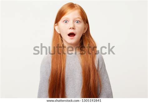 Redhaired Girl Shock Nervous Frozen Place Stock Photo Edit Now 1305192841