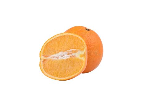 Whole Orange Fruit And Its Segment Isolated On White Background Stock