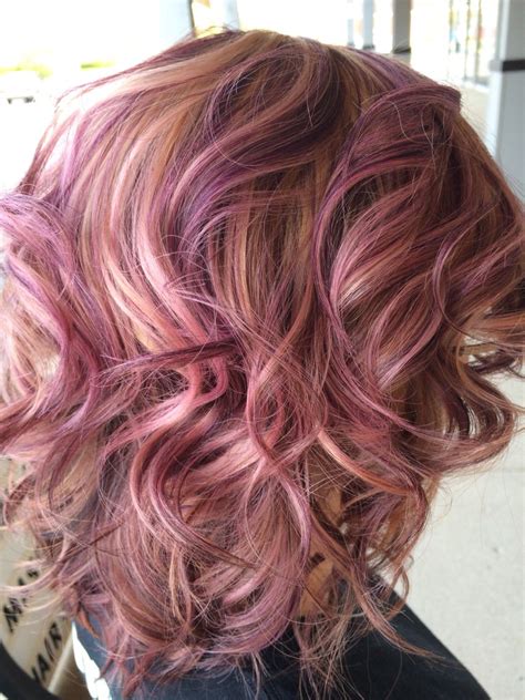 Purple Blonde Curly Hair Highlights By Kait Manfreda