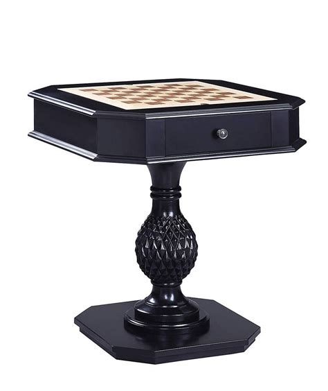 Wooden Game Table With Drawer And Reversible Game Tray Black Wooden