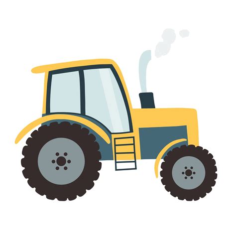 Tractor In Cartoon Flat Style Vector Illustration Of A Heavy