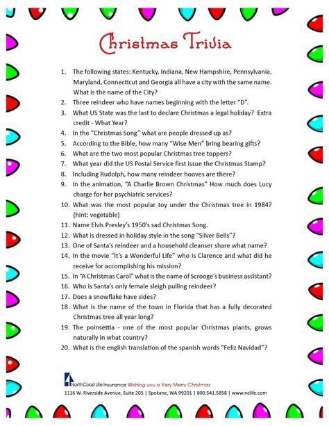 Easy Christmas Trivia Questions And Answers Printable