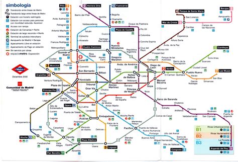 Plano Esquemático De Metro De Madrid Diciembre De 2000 Traspapelados