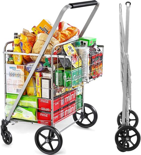 Wellmax Shopping Cart With Wheels Metal Grocery Cart With Wheels