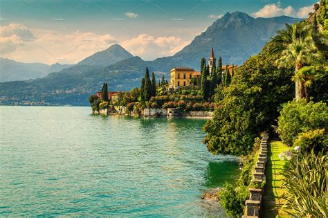 Lake Como With Luxury Gardens High Quality Nature Stock Photos