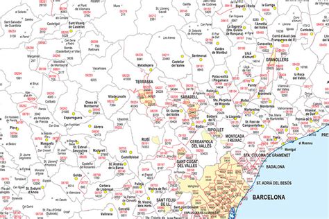 Barcelona Mapa Provincial Con Municipios Códigos Postales Y Habitantes