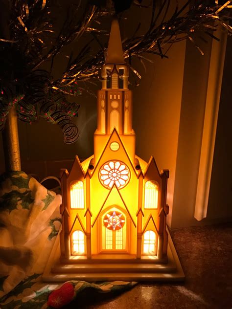 Vintage Plastic Church Light Up Musical Lighted Church