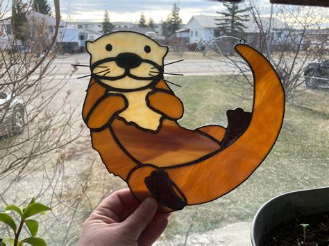 Otter Stained Glass Etsy Canada In 2023 Stained Glass Diy Stain Glass Window Art Tiffany