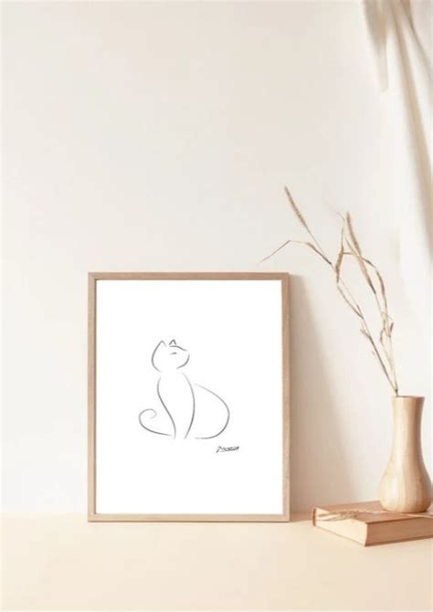 Pablo Picasso Cat Sketch Print Picasso Animal Line Art Picasso Cat