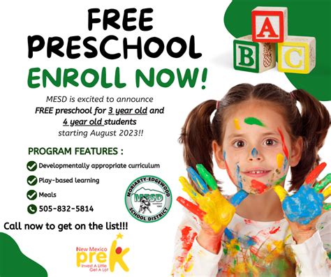 Free Preschool Enroll Now Moriarty Edgewood School District