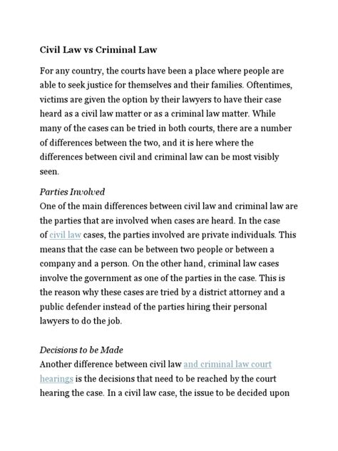 Civil Law Vs Criminal Law Pdf Reasonable Doubt Criminal Law