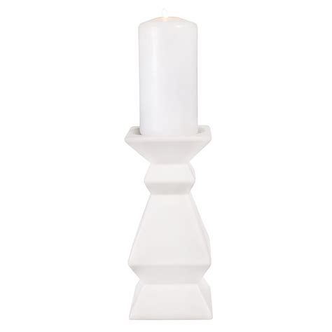 White Ceramic Pillar Candle Holder 9 In Pillar Candle Holders