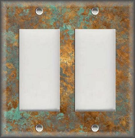 Metal Light Switch Plate Cover Image Of Aged Copper Patina Etsy