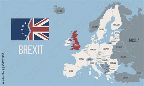 Brexit Map Map Of The Europe Isolated On White Background European