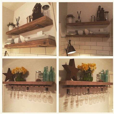 Reclaimed Wood Made To Measure Chunky Kitchen Shelves Metal Brackets