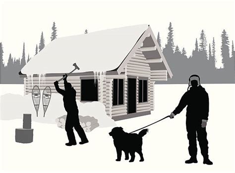 Log Cabin Snow Silhouette Illustrations Royalty Free Vector Graphics