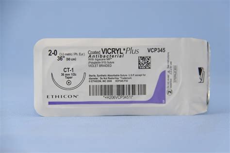 Ethicon Suture Vcp345h 2 0 Vicryl Plus Antibacterial Violet 36 Ct