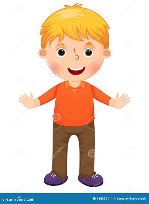 Cute Cartoon Little Boy Character Vector Stock Vector Illustration Of