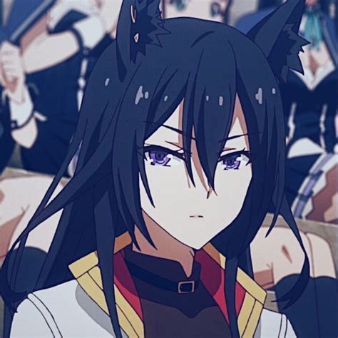 An Anime Character With Long Black Hair And Blue Eyes In Front Of Other