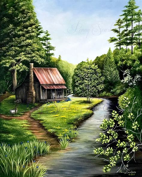 Cabin In The Woods Old Weathered Cabin Cabin Wall Art Original Oil