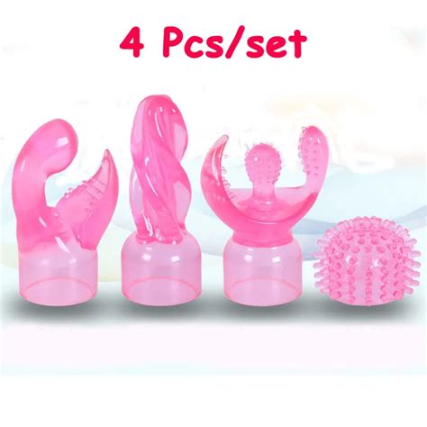 4 Pieces Lot Magic Wand Massager Attachments Head Sleeve Cap Sexy Toys Vibrator Accessories