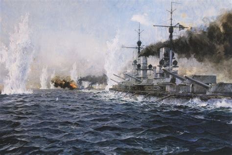 German Battleship Sms Markgraf Firing On The British Fleet At The Battle Of Jutland 31st May
