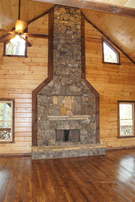 Massive Heavy Fieldstone Fireplace Main Focal Point Of Living Area