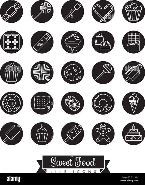 Sweet Food Line Icon Vector Collection With Sweets Candy Chocolates