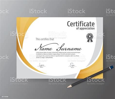 Ilustración De Vector De De Plantilla De Certificado Moderna Diploma Y