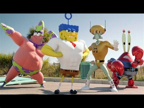 Er trägt eine kurze braune hose mit schwarzem gürtel, ein weißes hemd und eine rote krawatte. SPONGEBOB MOVIE Trailer (2015) - YouTube