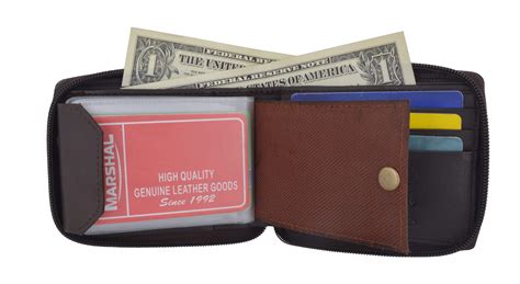Marshal Wallet Zippered Bifold Leather Wallet Wremovable Plastic