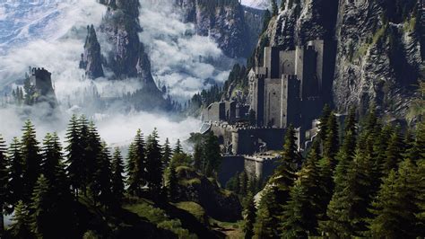 Fantasy Art Trees Mountains Clouds Castle The Witcher