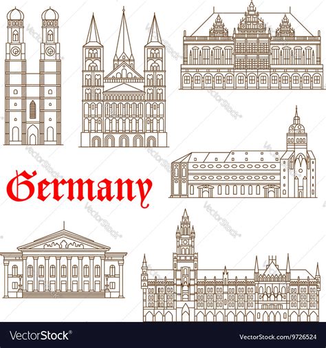 Famous Landmarks Of German Architecture Icon Vector Image