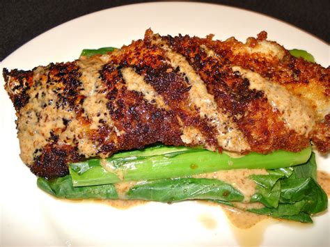 Behind The Burners Panko Crumbed Barramundi With Choy Sum And Gomadare