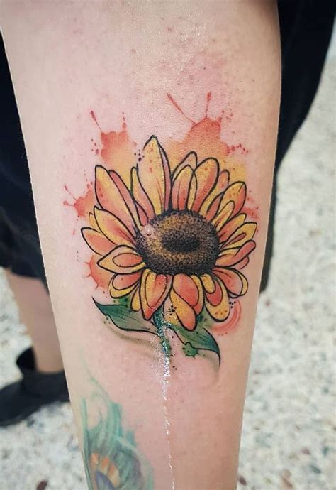 Watercolor Sunflower Tattoo © Tattoo Artist Andrei Smadoi 💟🌻💟🌻💟🌻💟🌻💟