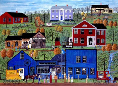 Colorful And Whimsical Folk Art Print Of Antique Shops In Etsy
