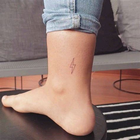 Minimalist Lightning Bolt Tattoo On The Ankle