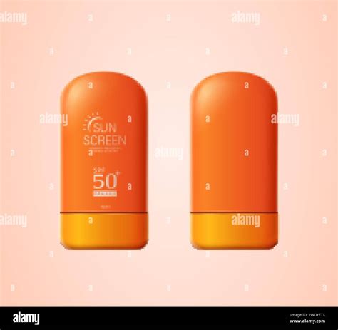 3d orange sunscreen tottle bottles two sunblock mockups one with label on and the other one