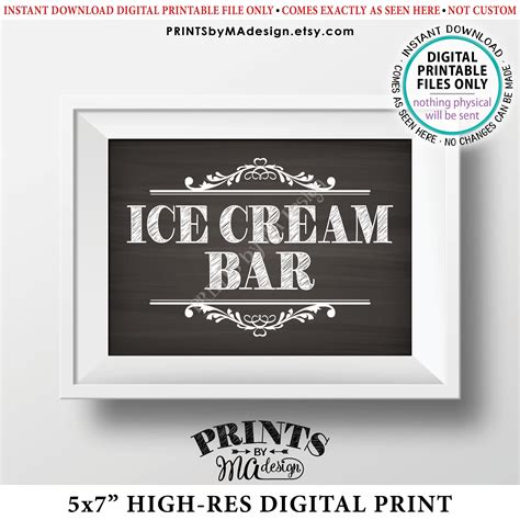 Ice Cream Bar Sign Make Your Own Ice Cream Sundae Bar Frozen Treats Birthday Party Printable