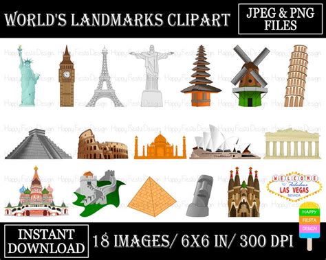 Printable World Landmarks Clip Art World Famous Landmarks World