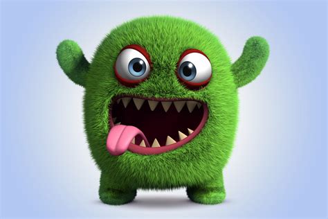 3d Funny Monster Cartoon Cute Fluffy Smile Adult Hd Wallpaper