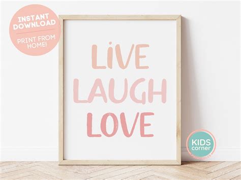 Live Laugh Love Printable Wall Art Nursery Decor Playroom Etsy Uk