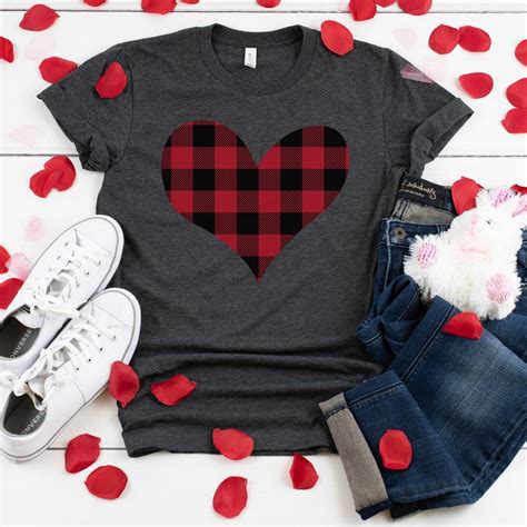 red buffalo plaid style heart valentine shirt valentine shirts vinyl valentines shirt