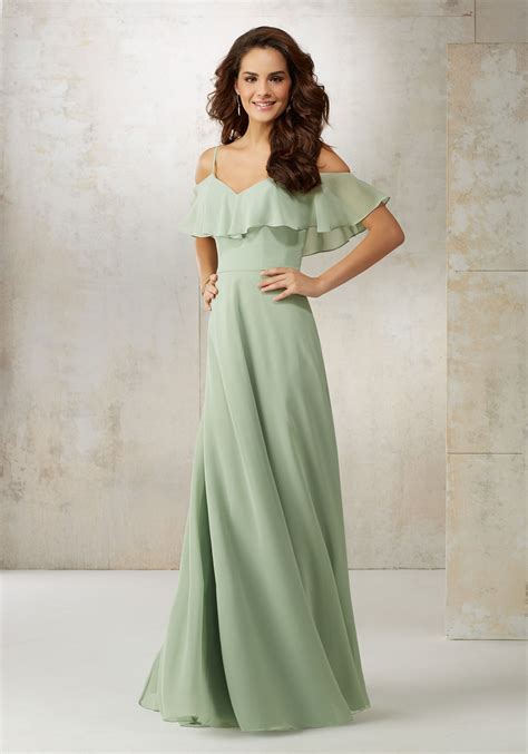 Chiffon Off The Shoulder Bridesmaids Dress Style 21509 Morilee