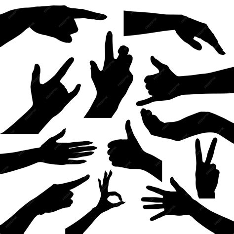 Premium Vector Set Of Hand Silhouettes Isolated On White Human Hand
