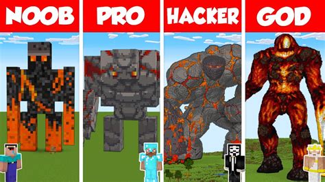 Minecraft Tnt Golem House Build Challenge Noob Vs Pro Vs Hacker Vs